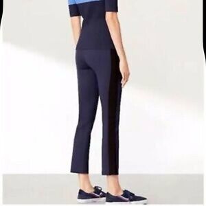 Tory Burch Sport Side Stripe Tech Ponte Womens Cropped Pull On Pants Blue Medium